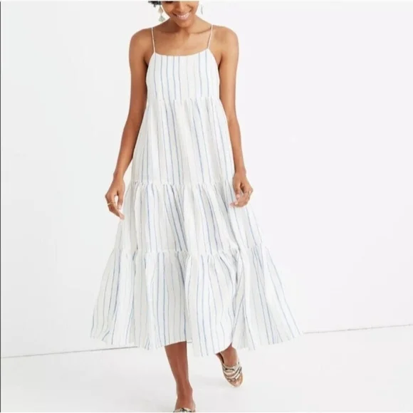 Madewell Women's White and Blue Dress Size 0 - Picture 2 of 8